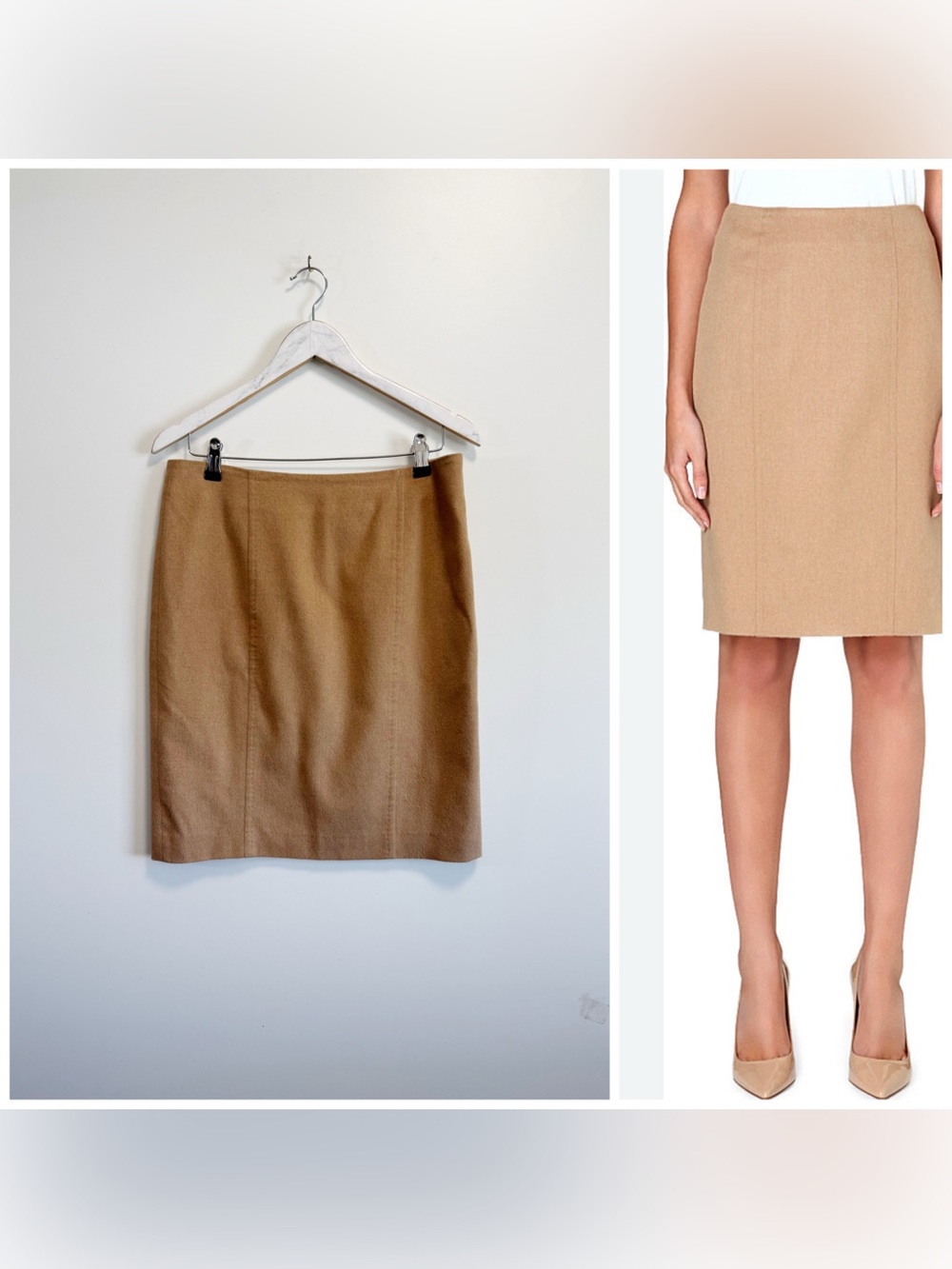 MAXMARA 100% Camel Hair Pencil Skirt Straight Tan US 12 / UK 14 Sargano Max Mara